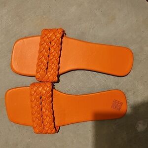 Women's Orange Square Toe Slide Sandals. Size 10. NWOT.